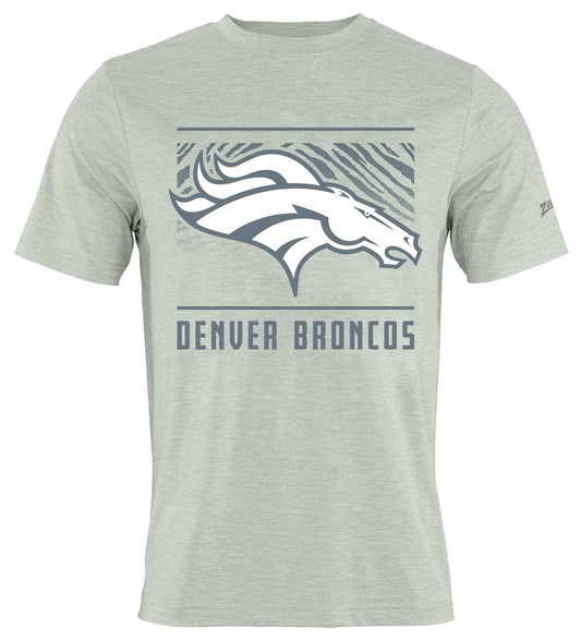 Zubaz NFL Men's Tunnel Heather Gray Short Sleeve T-Shirt, Denver Broncos