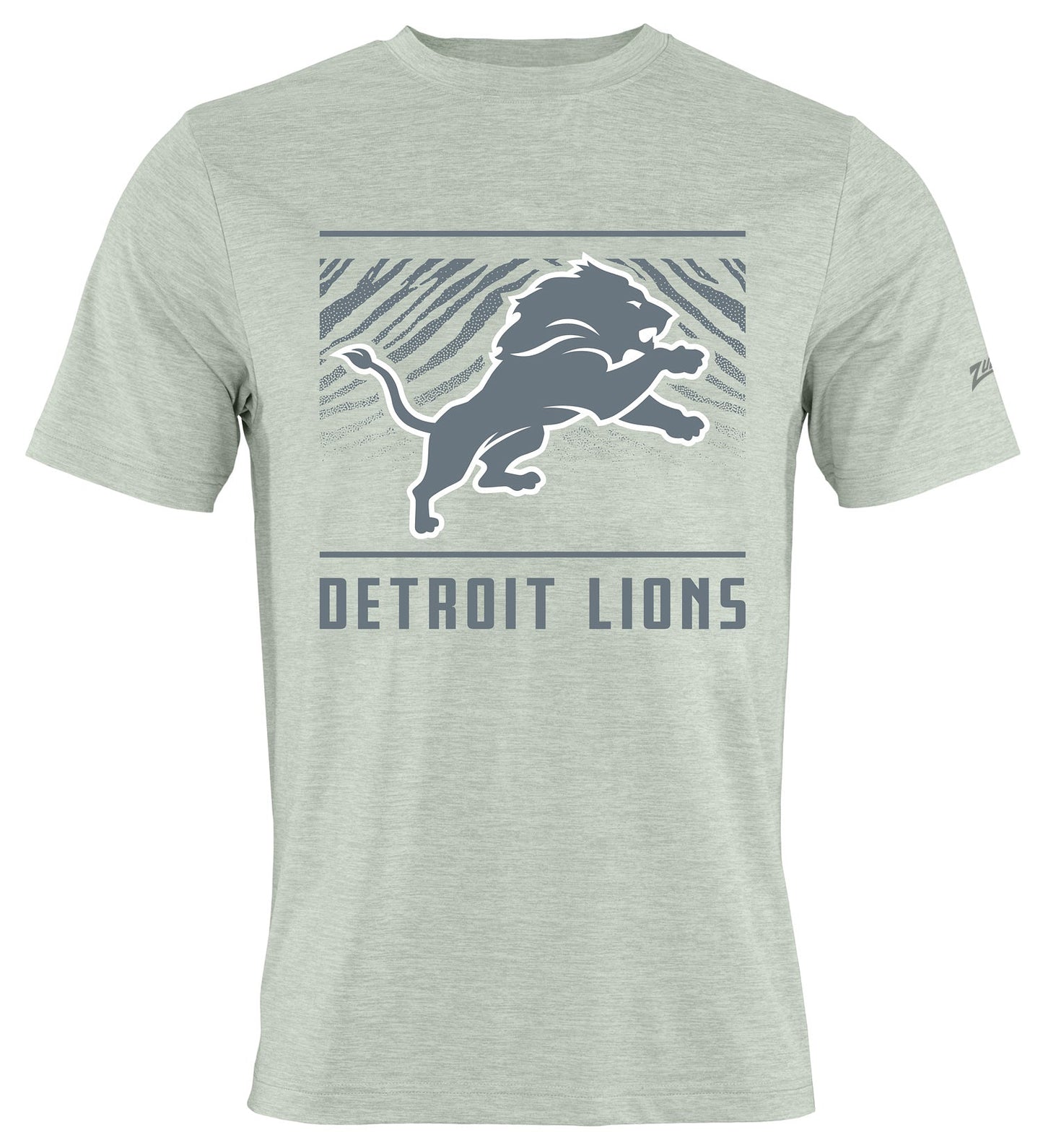Zubaz NFL Men's Tunnel Heather Gray Short Sleeve T-Shirt, Detroit Lions