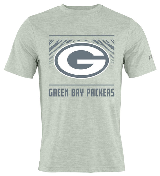 Zubaz NFL Men's Tunnel Heather Gray Short Sleeve T-Shirt, Green Bay Packers
