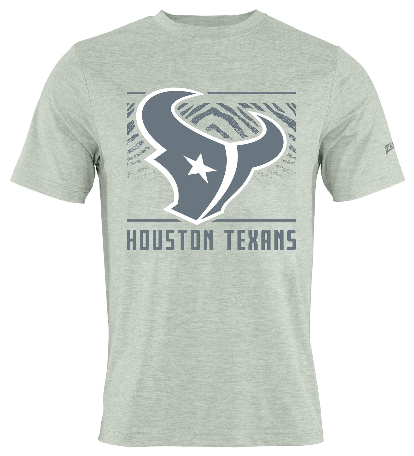 Zubaz NFL Men's Tunnel Heather Gray Short Sleeve T-Shirt, Houston Texans