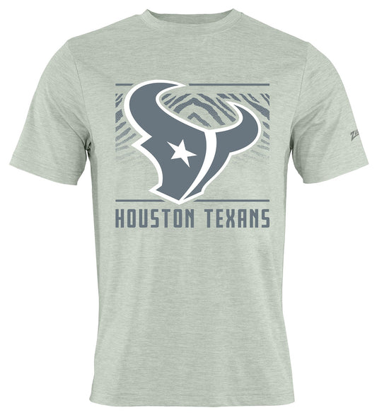 Zubaz NFL Men's Tunnel Heather Gray Short Sleeve T-Shirt, Houston Texans