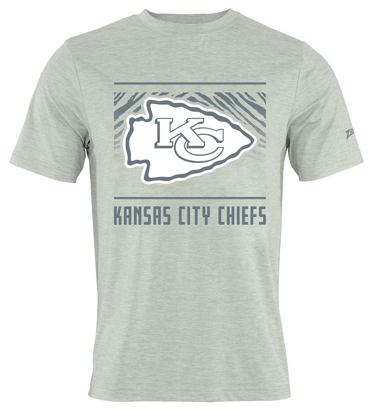Zubaz NFL Men's Tunnel Heather Gray Short Sleeve T-Shirt, Kansas City Chiefs