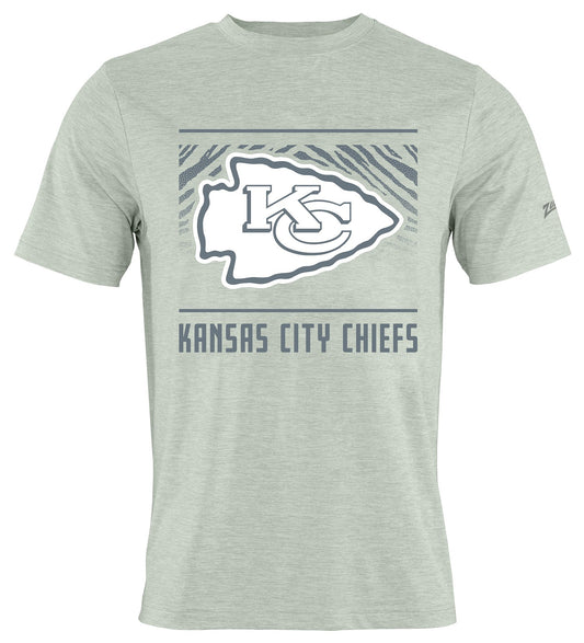 Zubaz NFL Men's Tunnel Heather Gray Short Sleeve T-Shirt, Kansas City Chiefs