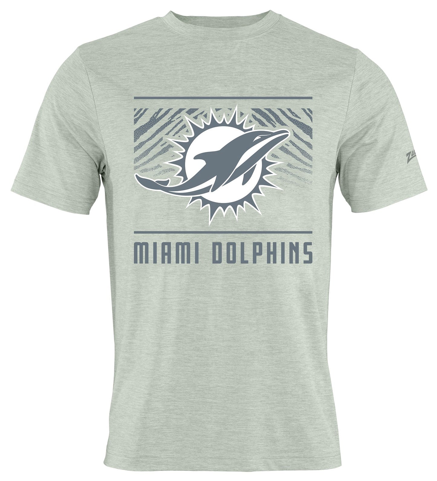 Zubaz NFL Men's Tunnel Heather Gray Short Sleeve T-Shirt, Miami Dolphins