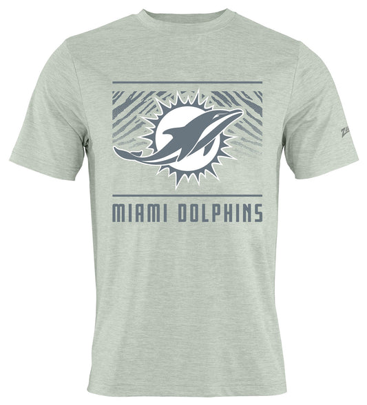 Zubaz NFL Men's Tunnel Heather Gray Short Sleeve T-Shirt, Miami Dolphins