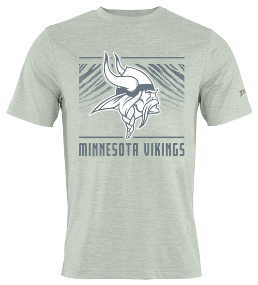 Zubaz NFL Men's Tunnel Heather Gray Short Sleeve T-Shirt, Minnesota Vikings
