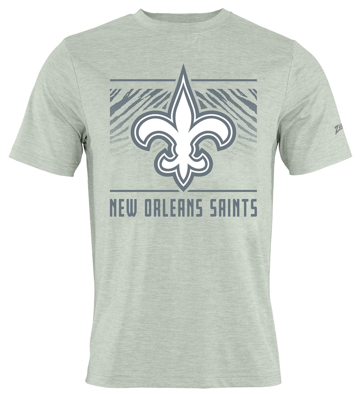 Zubaz NFL Men's Tunnel Heather Gray Short Sleeve T-Shirt, New Orleans Saints
