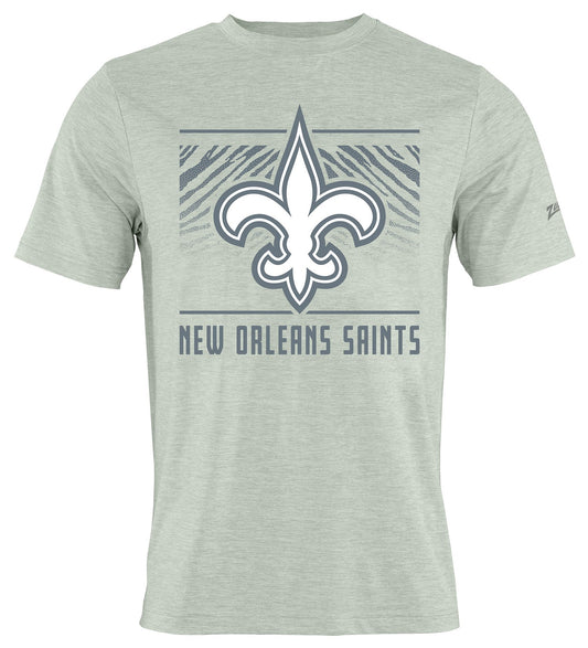 Zubaz NFL Men's Tunnel Heather Gray Short Sleeve T-Shirt, New Orleans Saints