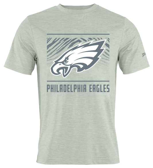 Zubaz NFL Men's Tunnel Heather Gray Short Sleeve T-Shirt, Philadelphia Eagles