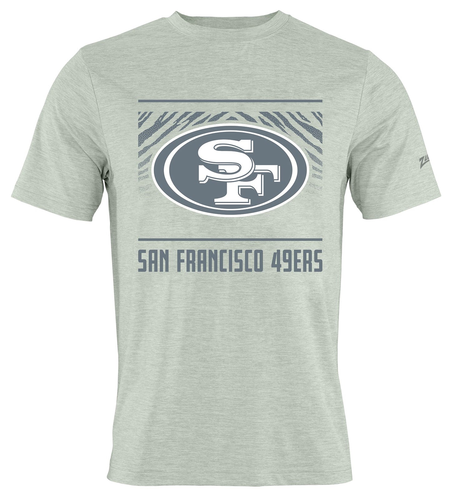 Zubaz NFL Men's Tunnel Heather Gray Short Sleeve T-Shirt, San Francisco 49ers