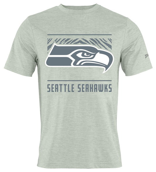 Zubaz NFL Men's Tunnel Heather Gray Short Sleeve T-Shirt, Seattle Seahawks