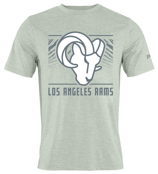 Zubaz NFL Men's Tunnel Heather Gray Short Sleeve T-Shirt, Los Angeles Rams