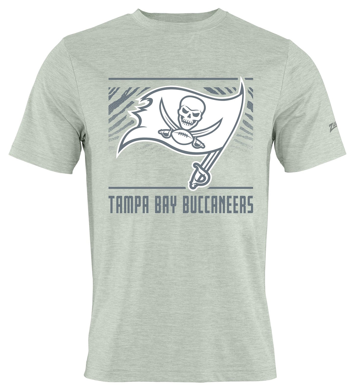 Zubaz NFL Men's Tunnel Heather Gray Short Sleeve T-Shirt, Tampa Bay Buccaneers