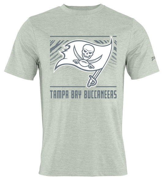 Zubaz NFL Men's Tunnel Heather Gray Short Sleeve T-Shirt, Tampa Bay Buccaneers