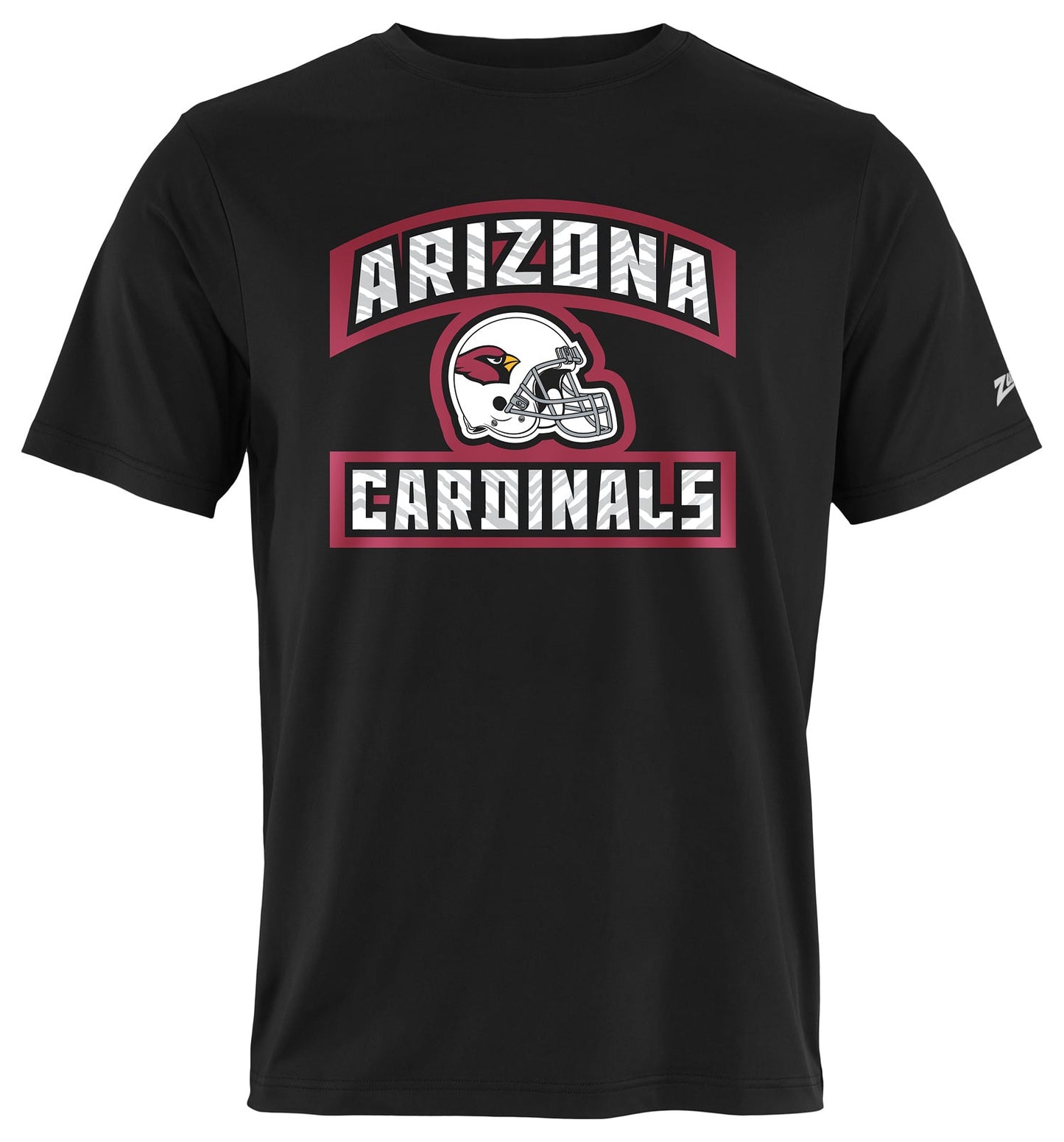 Zubaz NFL Men's Helmet Outline Black Short Sleeve T-Shirt, Arizona Cardinals