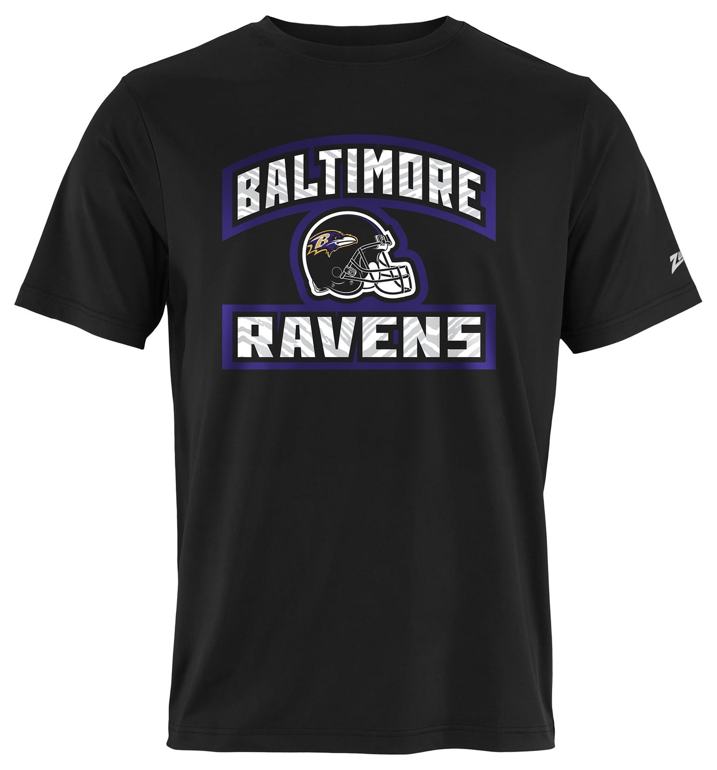 Zubaz NFL Men's Helmet Outline Black Short Sleeve T-Shirt, Baltimore Ravens