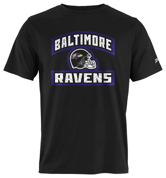Zubaz NFL Men's Helmet Outline Black Short Sleeve T-Shirt, Baltimore Ravens