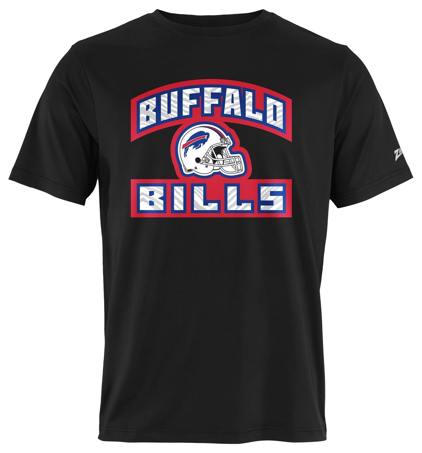 Zubaz NFL Men's Helmet Outline Black Short Sleeve T-Shirt, Buffalo Bills