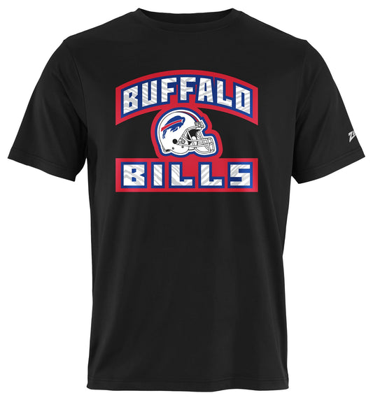 Zubaz NFL Men's Helmet Outline Black Short Sleeve T-Shirt, Buffalo Bills