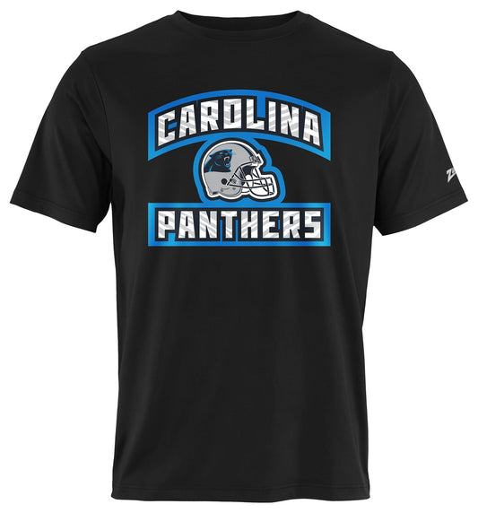 Zubaz NFL Men's Helmet Outline Black Short Sleeve T-Shirt, Carolina Panthers