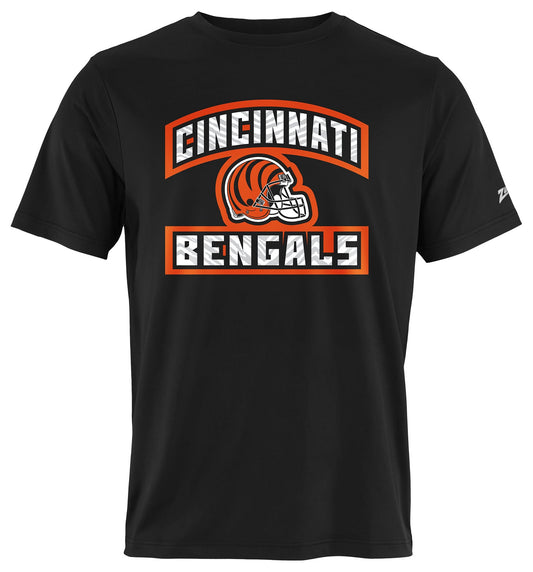 Zubaz NFL Men's Helmet Outline Black Short Sleeve T-Shirt, Cincinnati Bengals