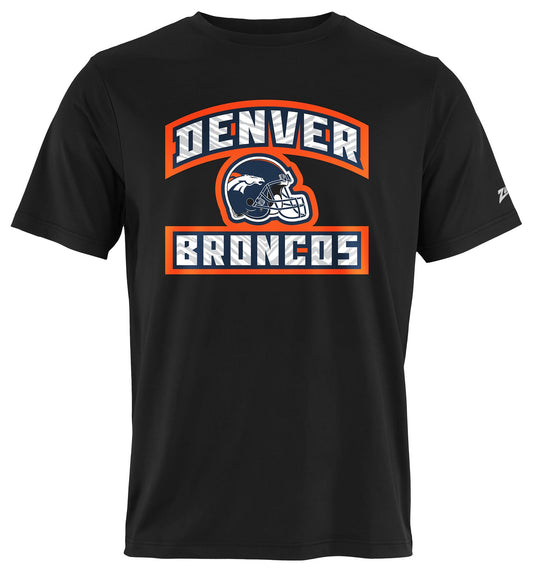 Zubaz NFL Men's Helmet Outline Black Short Sleeve T-Shirt, Denver Broncos