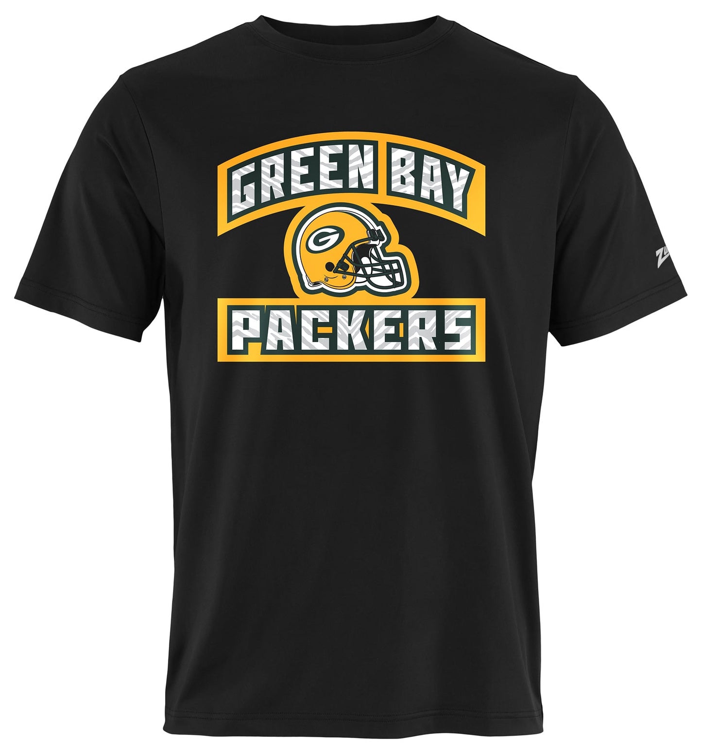 Zubaz NFL Men's Helmet Outline Black Short Sleeve T-Shirt, Green Bay Packers