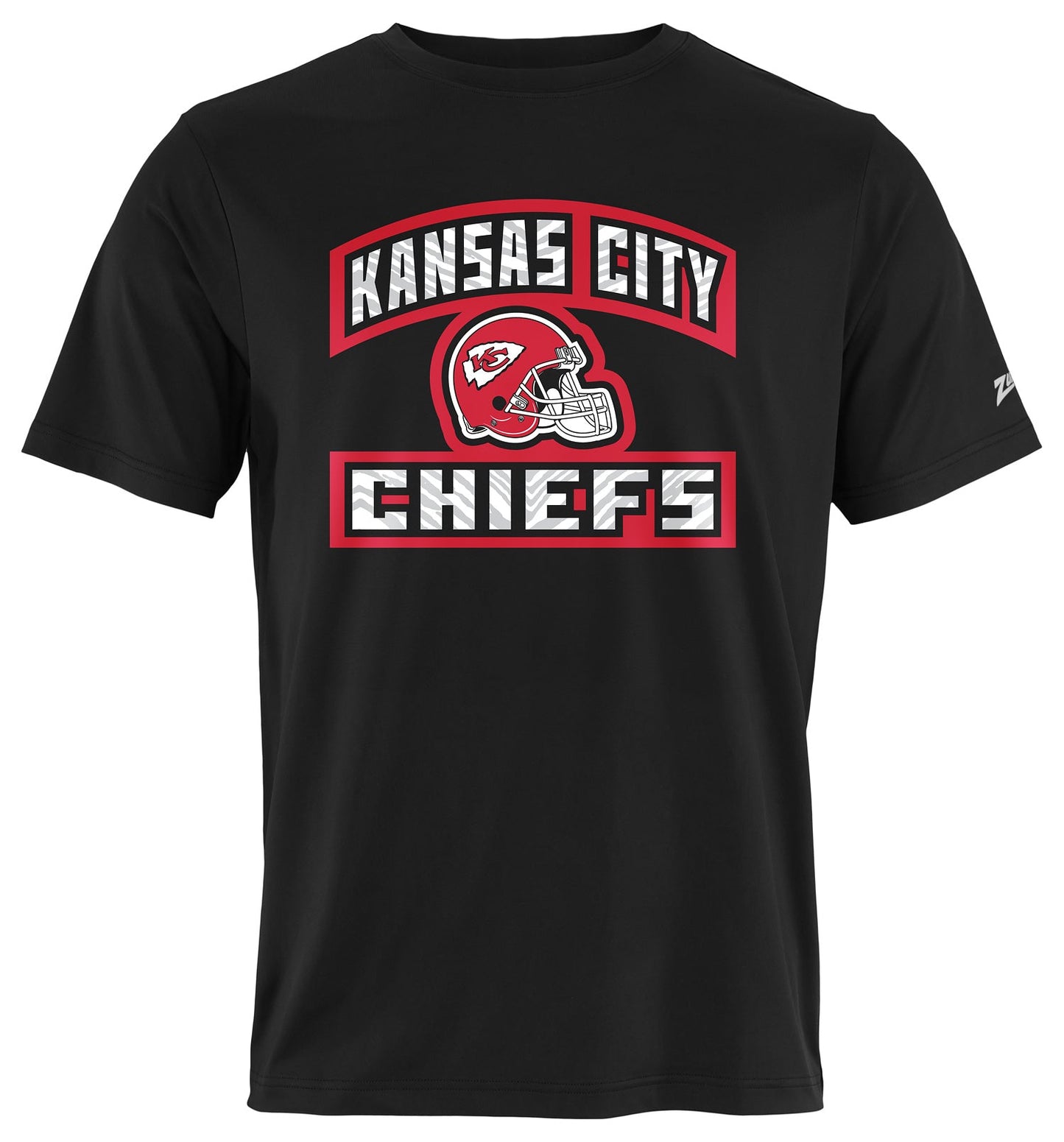 Zubaz NFL Men's Helmet Outline Black Short Sleeve T-Shirt, Kansas City Chiefs