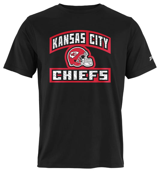 Zubaz NFL Men's Helmet Outline Black Short Sleeve T-Shirt, Kansas City Chiefs