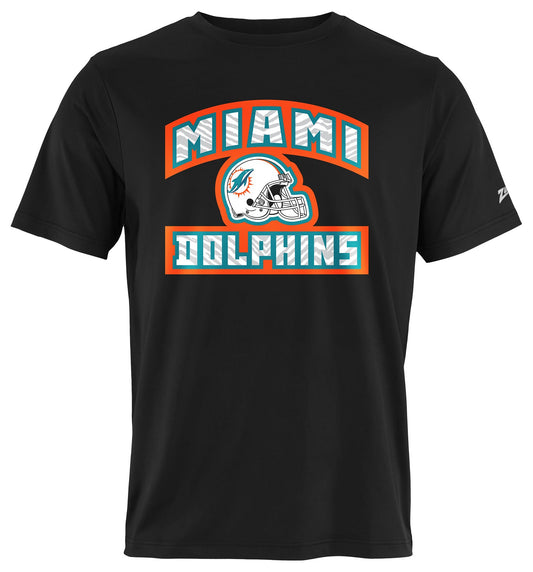Zubaz NFL Men's Helmet Outline Black Short Sleeve T-Shirt, Miami Dolphins