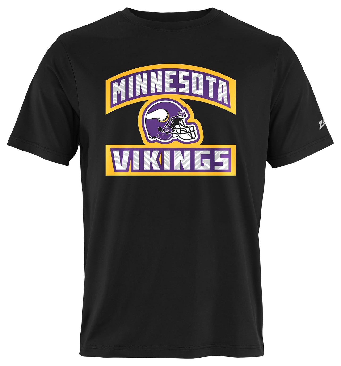 Zubaz NFL Men's Helmet Outline Black Short Sleeve T-Shirt, Minnesota Vikings