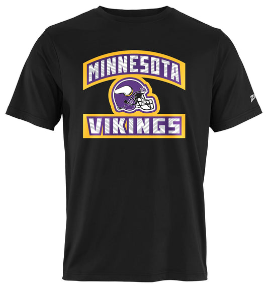 Zubaz NFL Men's Helmet Outline Black Short Sleeve T-Shirt, Minnesota Vikings