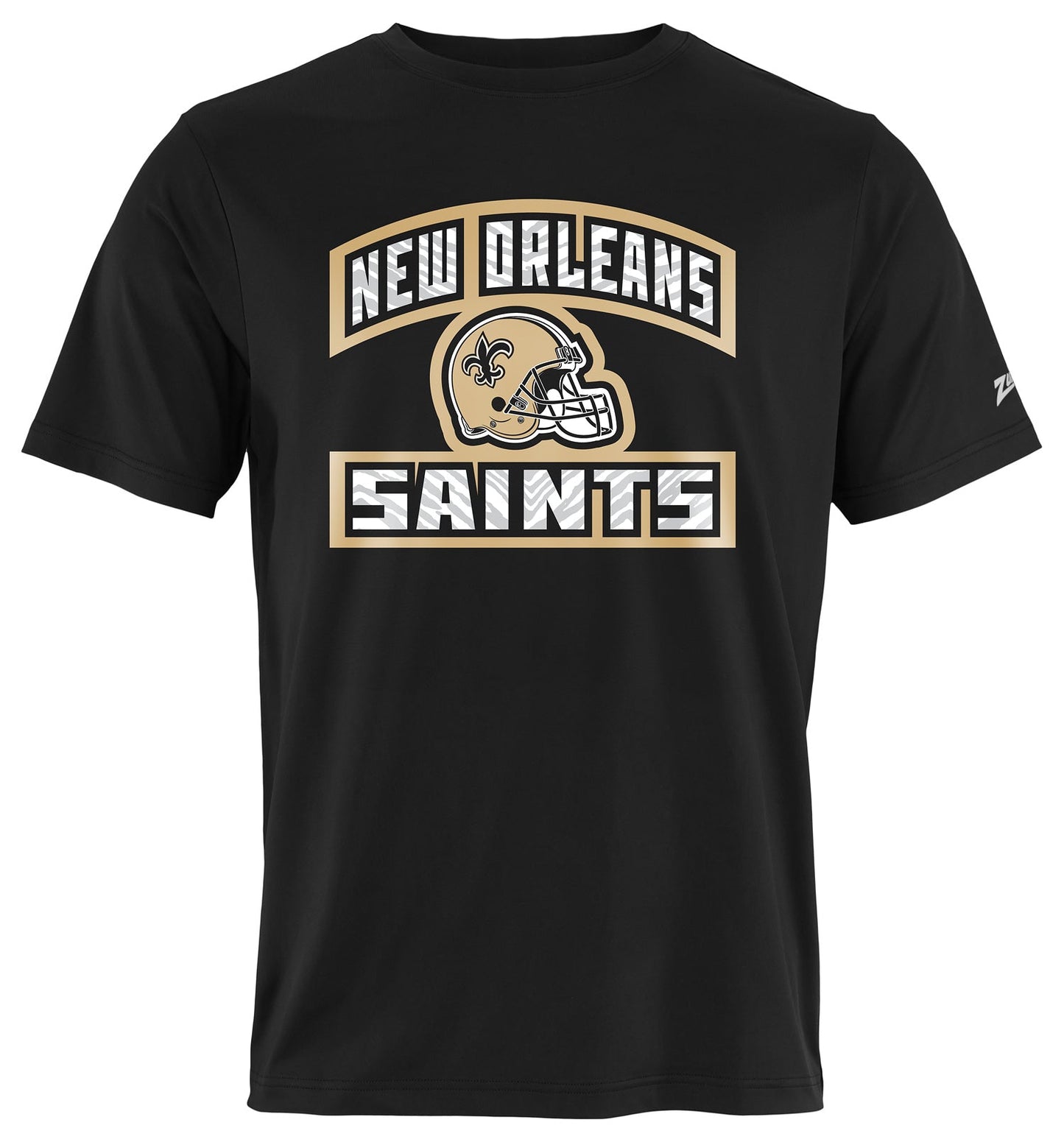 Zubaz NFL Men's Helmet Outline Black Short Sleeve T-Shirt, New Orleans Saints