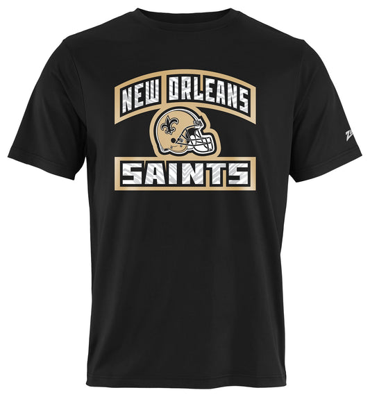 Zubaz NFL Men's Helmet Outline Black Short Sleeve T-Shirt, New Orleans Saints