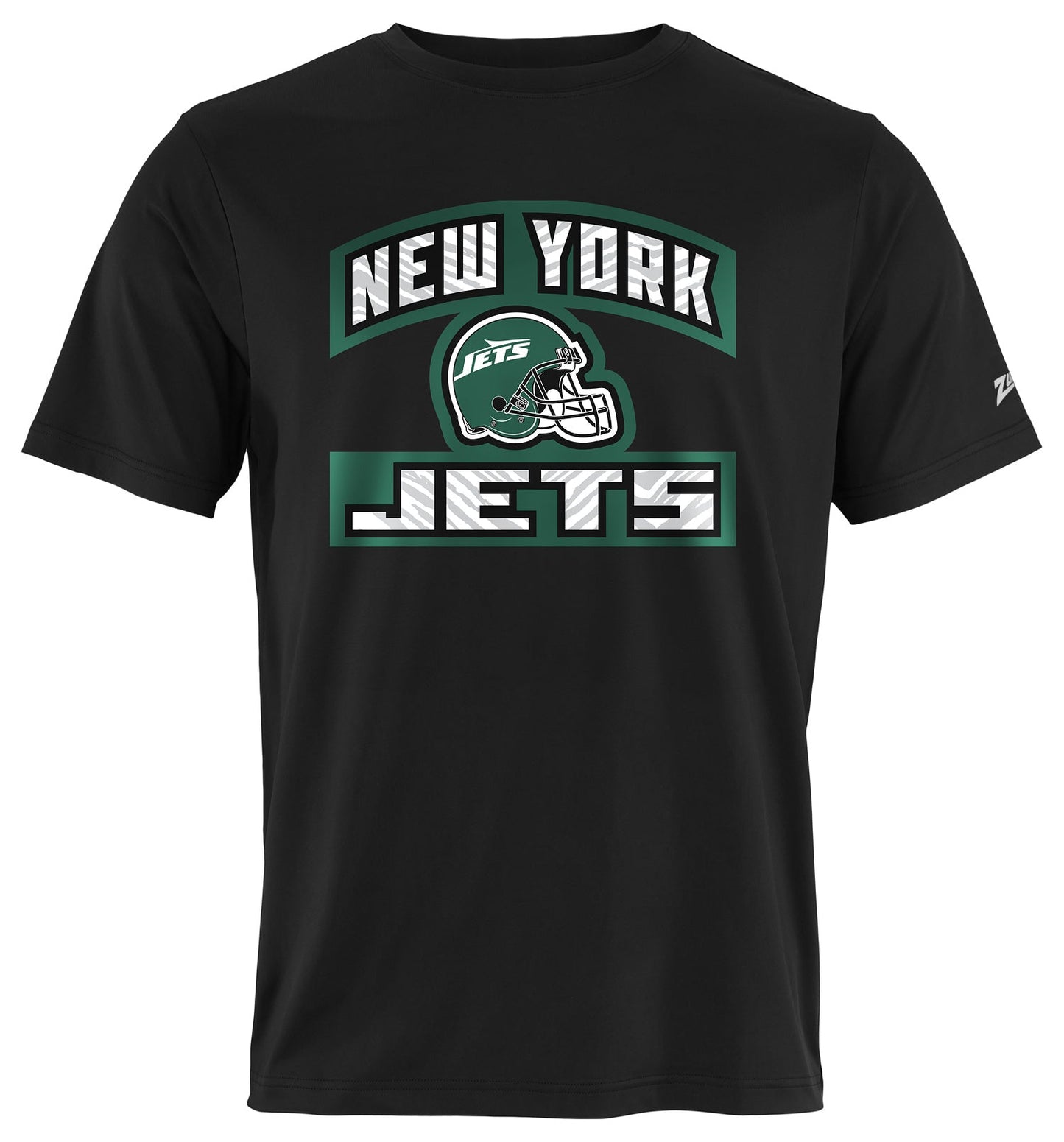 Zubaz NFL Men's Helmet Outline Black Short Sleeve T-Shirt, New York Jets
