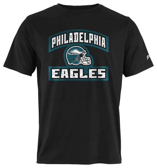 Zubaz NFL Men's Helmet Outline Black Short Sleeve T-Shirt, Philadelphia Eagles