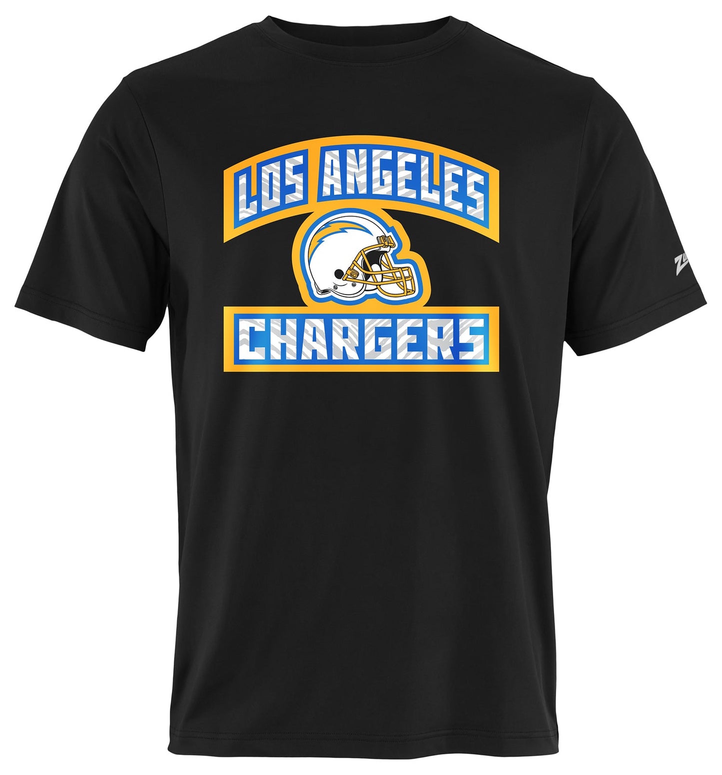 Zubaz NFL Men's Helmet Outline Black Short Sleeve T-Shirt, Los Angeles Chargers