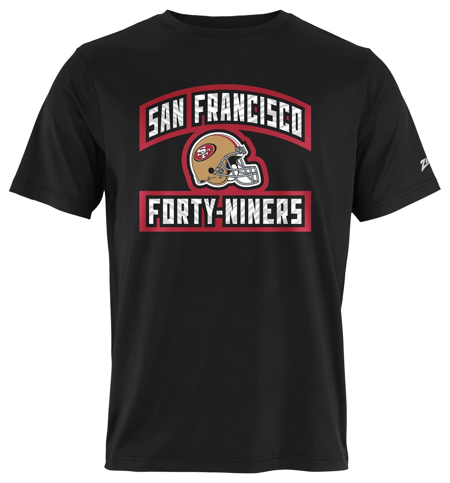 Zubaz NFL Men's Helmet Outline Black Short Sleeve T-Shirt, San Francisco 49ers