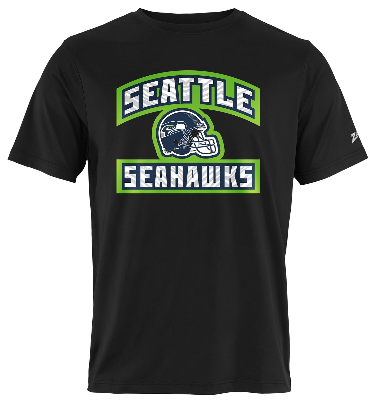 Zubaz NFL Men's Helmet Outline Black Short Sleeve T-Shirt, Seattle Seahawks