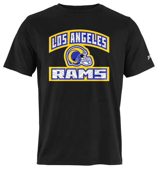 Zubaz NFL Men's Helmet Outline Black Short Sleeve T-Shirt, Los Angeles Rams