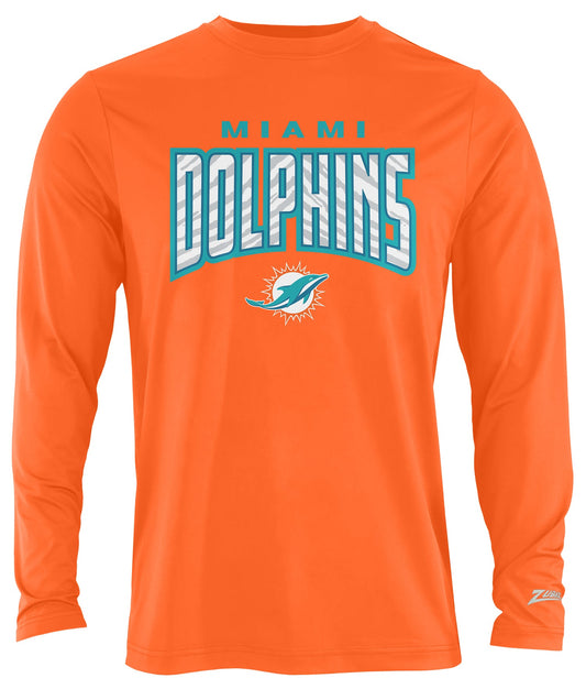 Zubaz NFL Men's Hail Mary Alternate Color Long Sleeve T-Shirt, Miami Dolphins
