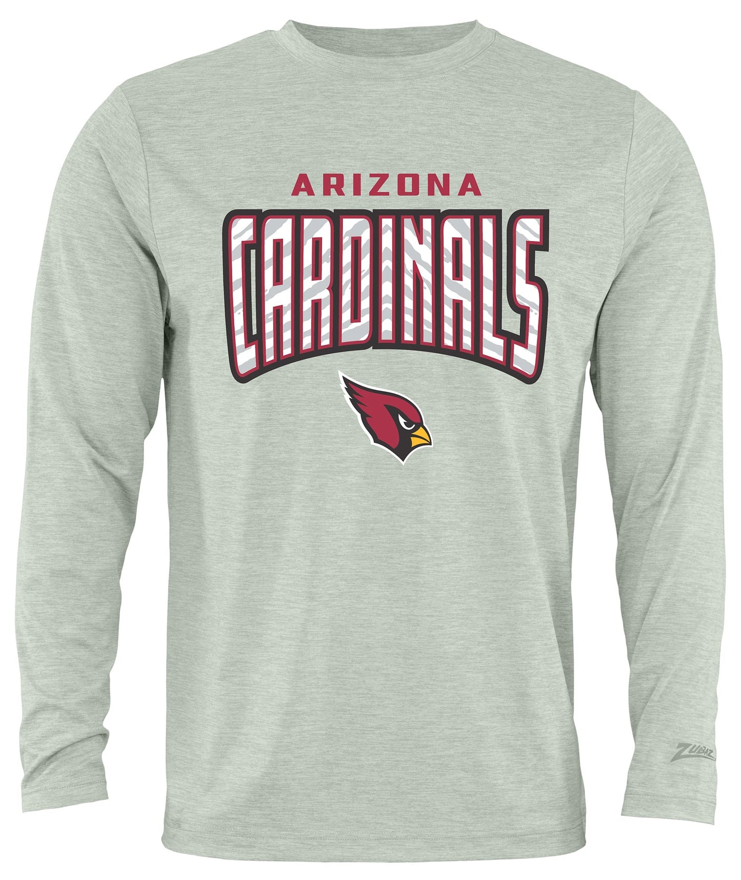 Zubaz NFL Men's Hail Mary Heather Gray Long Sleeve T-Shirt, Arizona Cardinals