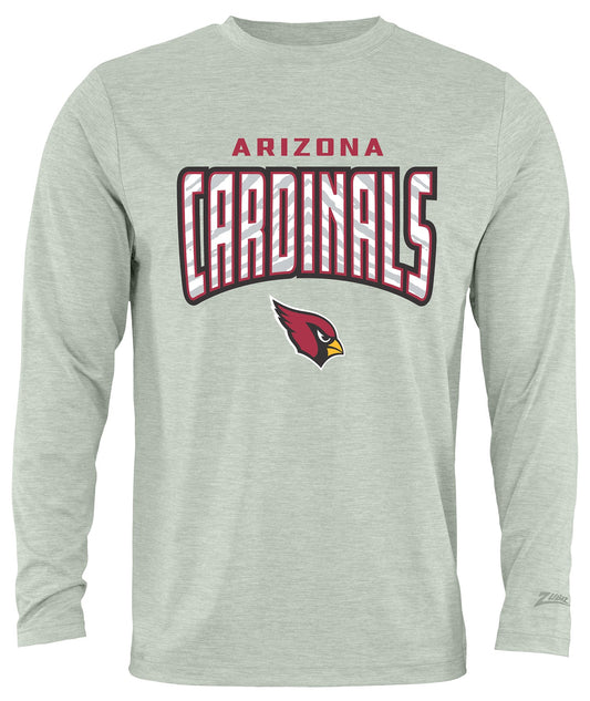 Zubaz NFL Men's Hail Mary Heather Gray Long Sleeve T-Shirt, Arizona Cardinals
