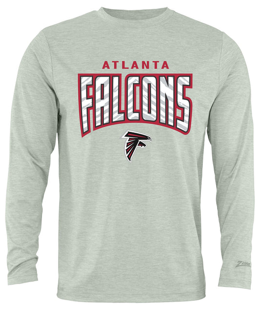 Zubaz NFL Men's Hail Mary Heather Gray Long Sleeve T-Shirt, Atlanta Falcons