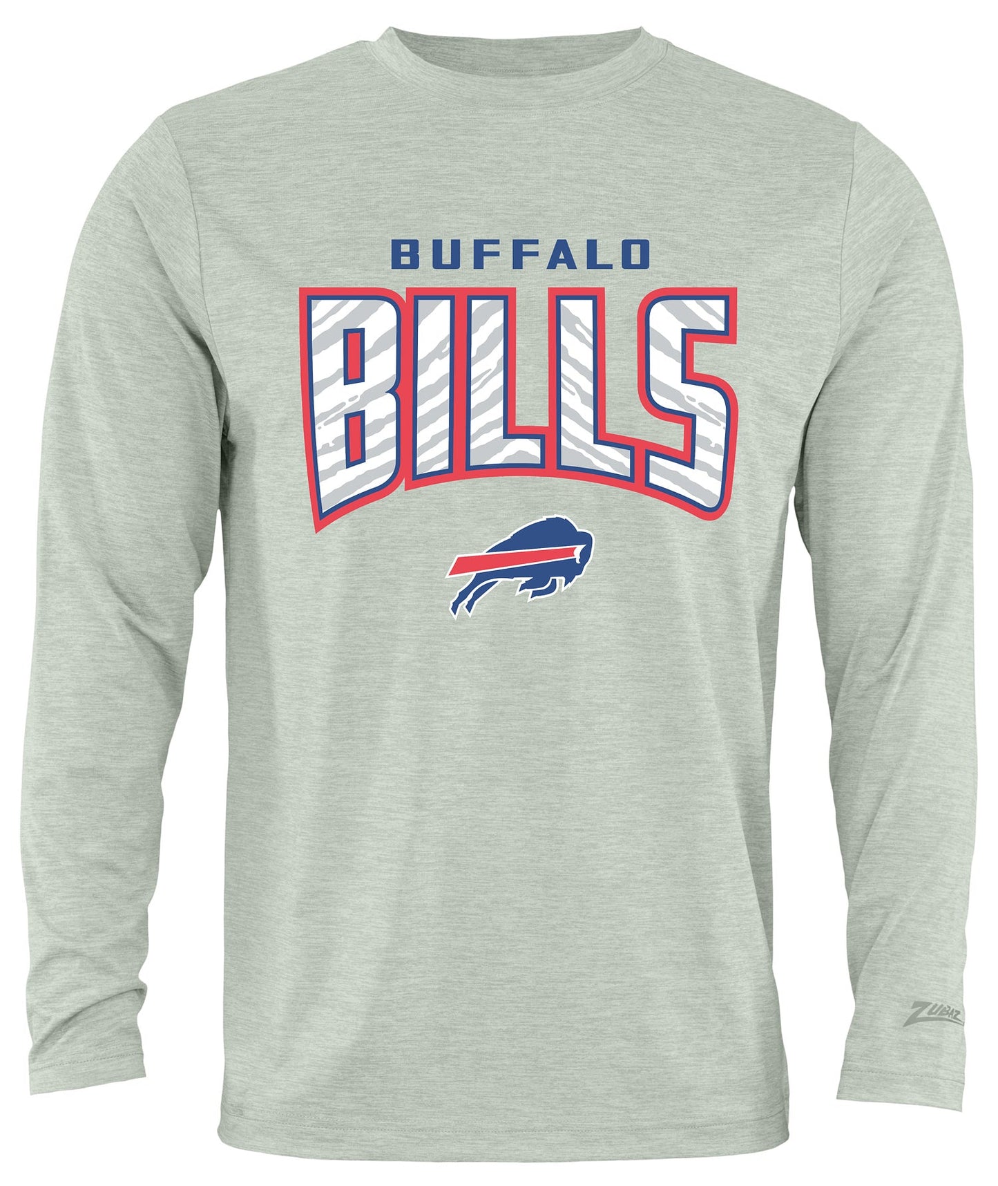 Zubaz NFL Men's Hail Mary Heather Gray Long Sleeve T-Shirt, Buffalo Bills