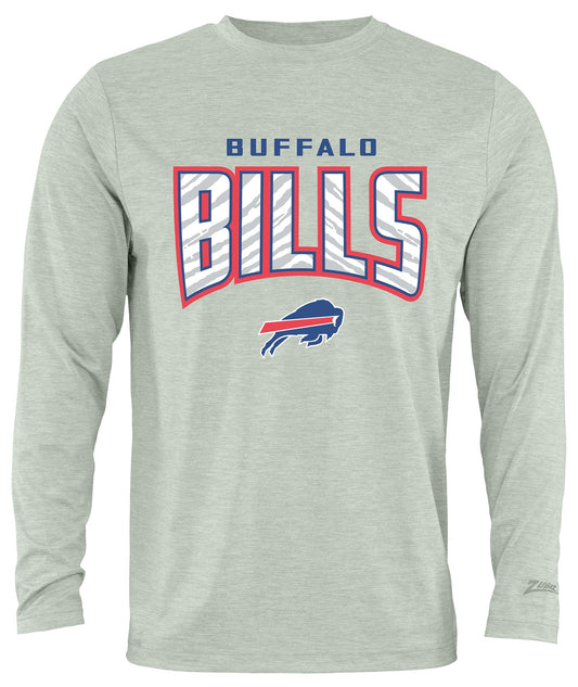 Zubaz NFL Men's Hail Mary Heather Gray Long Sleeve T-Shirt, Buffalo Bills