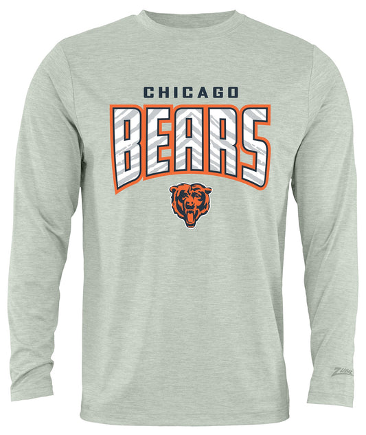 Zubaz NFL Men's Hail Mary Heather Gray Long Sleeve T-Shirt, Chicago Bears
