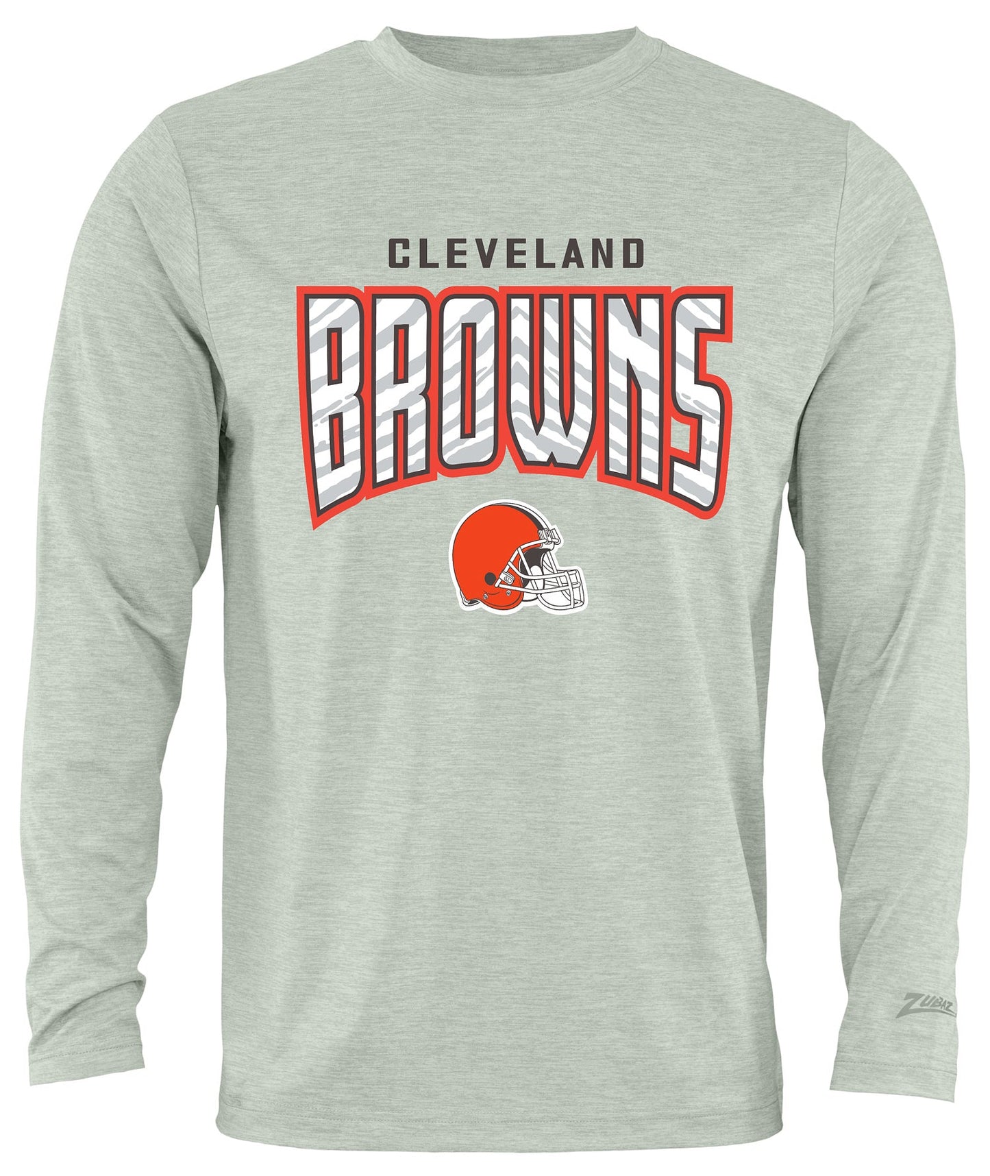 Zubaz NFL Men's Hail Mary Heather Gray Long Sleeve T-Shirt, Cleveland Browns