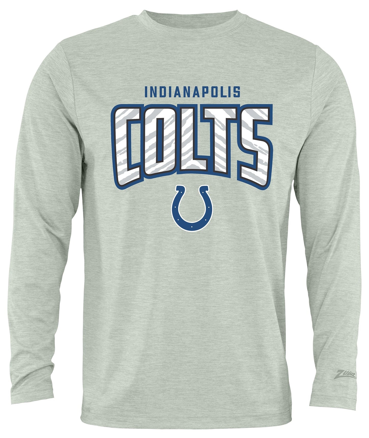 Zubaz NFL Men's Hail Mary Heather Gray Long Sleeve T-Shirt, Indianapolis Colts