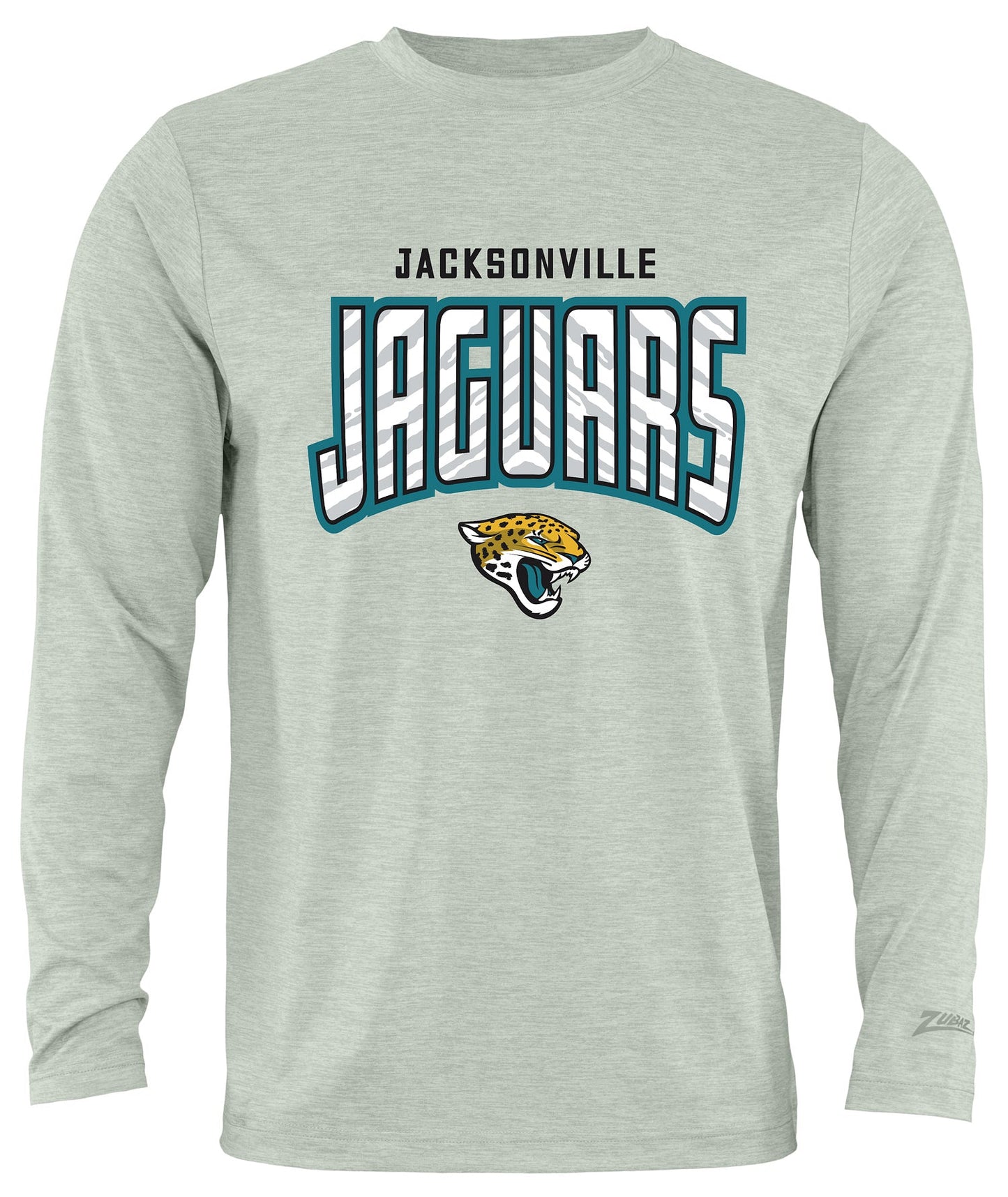 Zubaz NFL Men's Hail Mary Heather Gray Long Sleeve T-Shirt, Jacksonville Jaguars